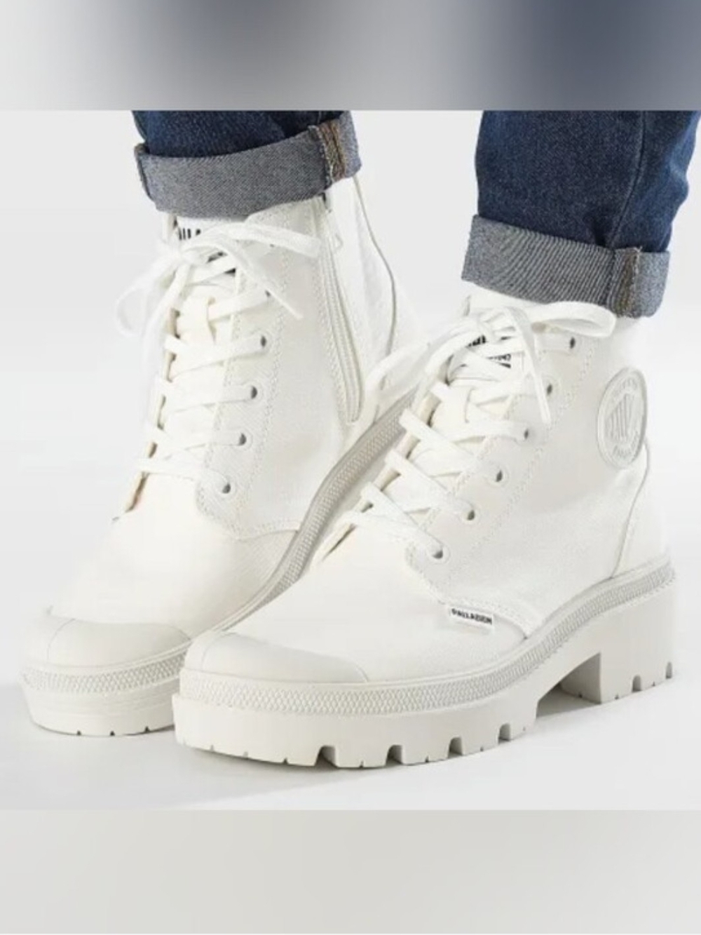NWT! Palladium Women's Combat Lug Sole White Boot Size 9.5